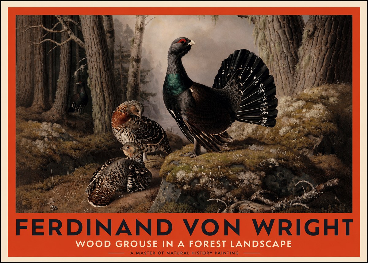 Ferdinand von Wright Wood Grouse in a Forest Landscape No2 - Póster