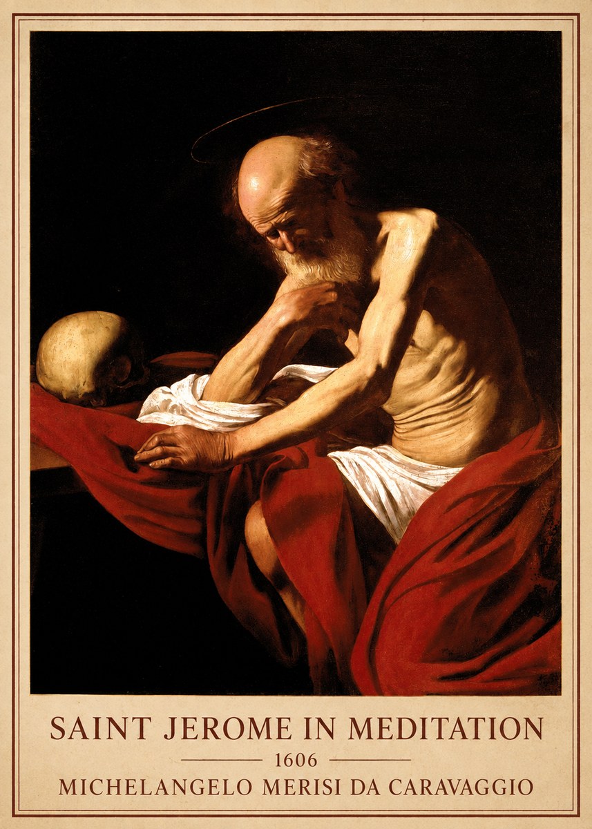 Michelangelo Merisi da Caravaggio Saint Jerome in Meditation I No6 - Póster