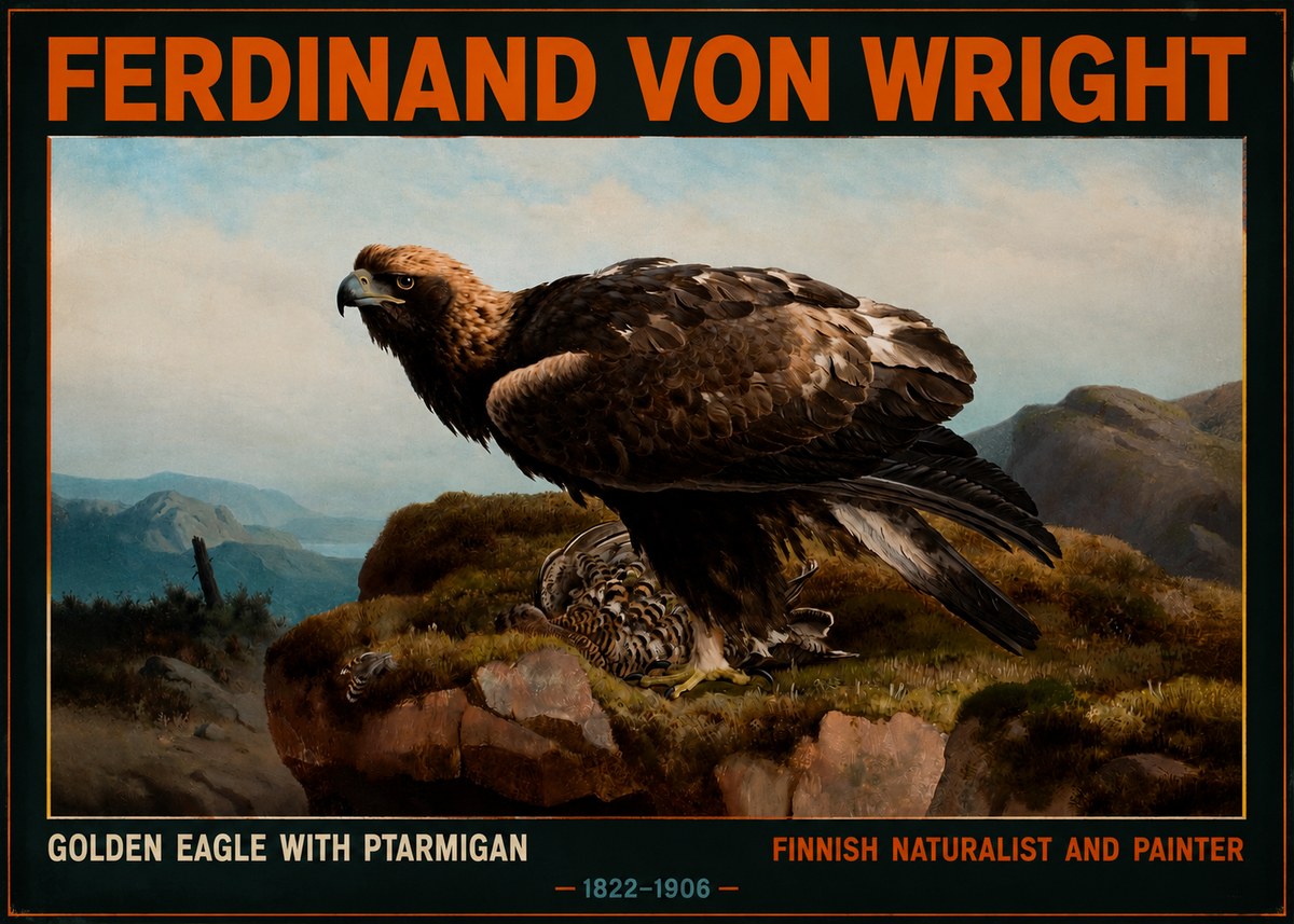 Ferdinand von Wright Golden Eagle with Ptarmigan No2 - Póster