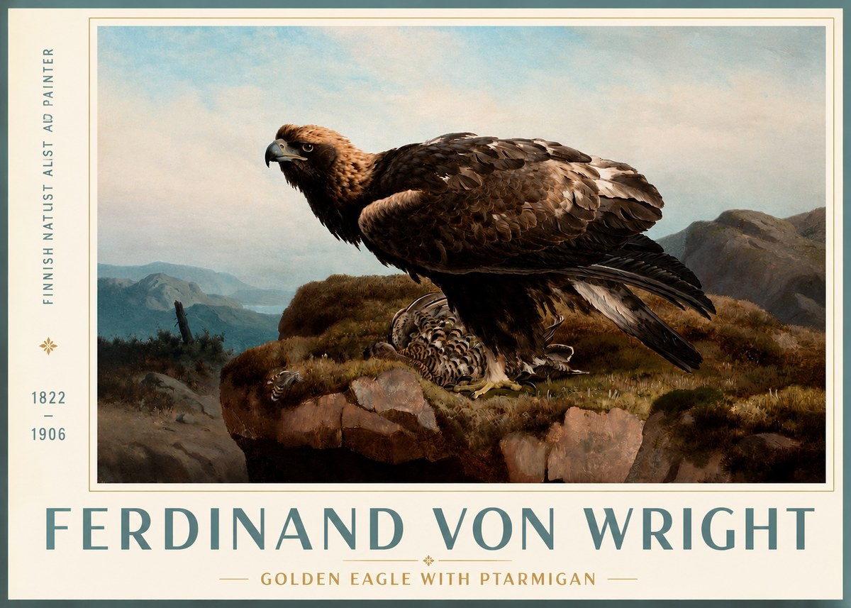 Ferdinand von Wright Golden Eagle with Ptarmigan No3 - Póster