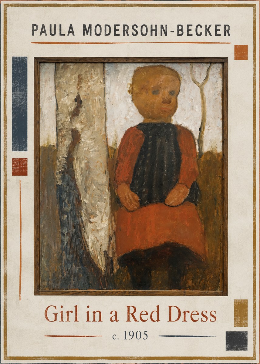 Paula Modersohn-Becker Girl in a Red Dress No1 - Póster