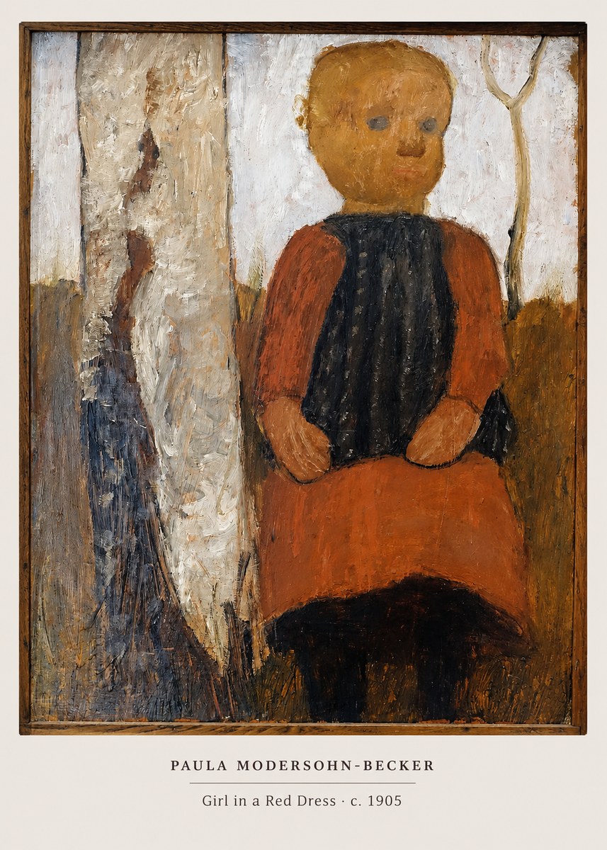 Paula Modersohn-Becker Girl in a Red Dress No5 - Póster