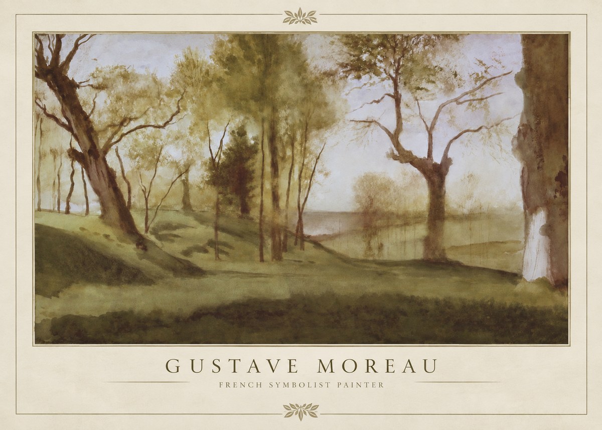 Gustave Moreau Wooded River Landscape No2 - Póster