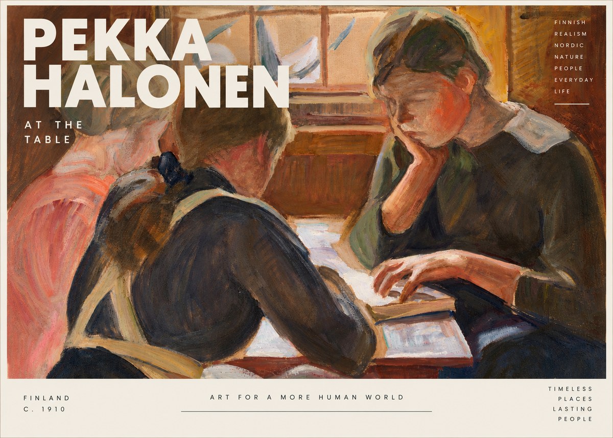 Pekka Halonen At the Table No4 - Póster
