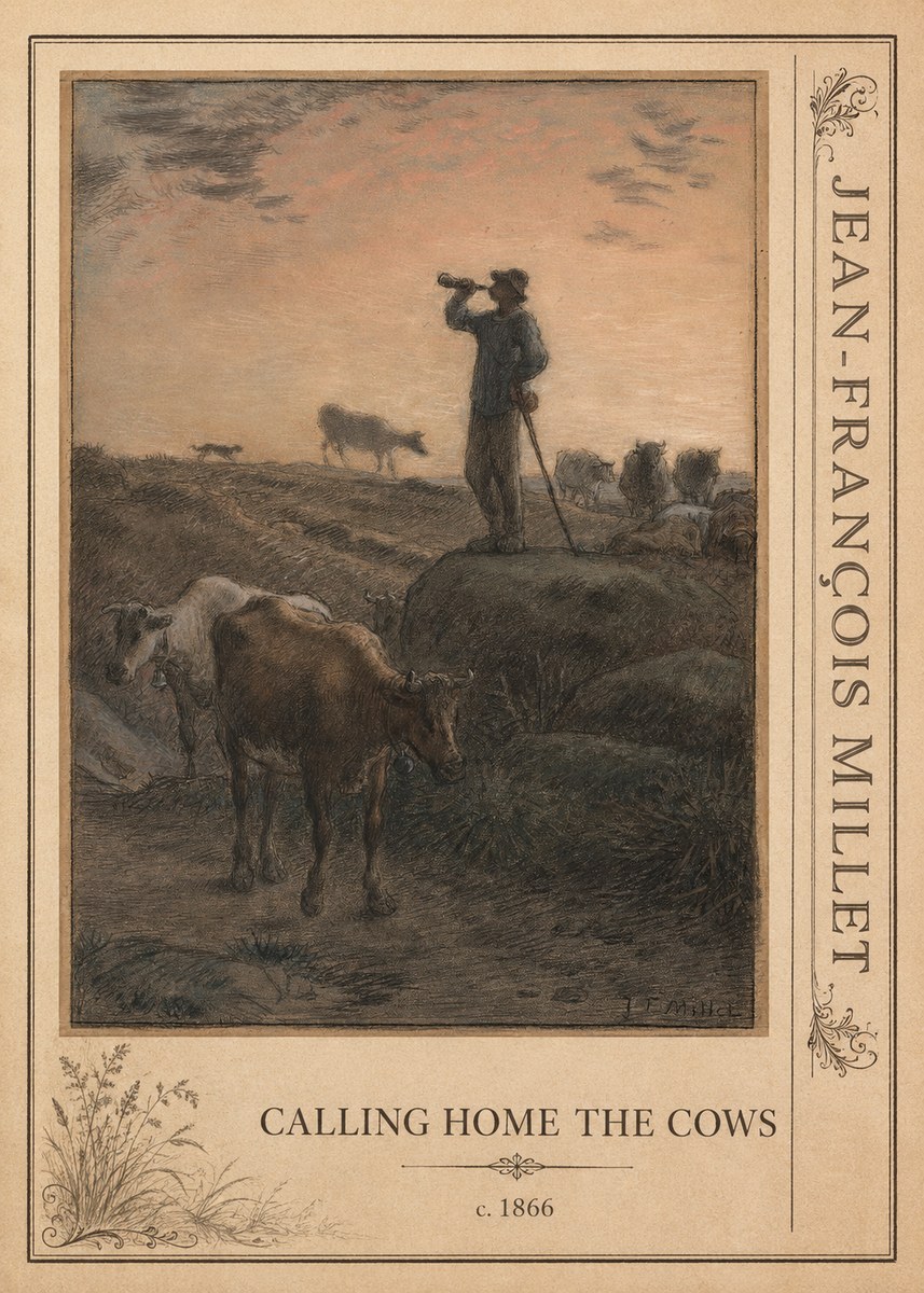 Jean-François Millet Calling Home the Cows No2 - Póster