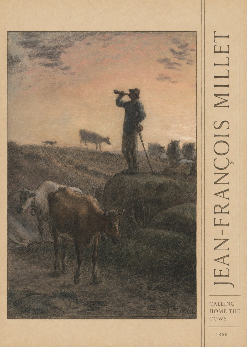 Jean-François Millet Calling Home the Cows No3 - Póster