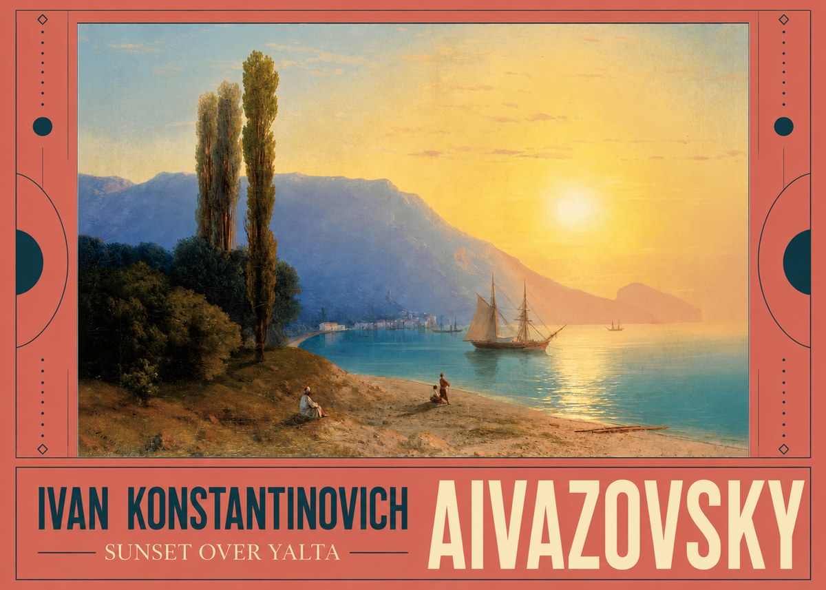 Ivan Konstantinovich Aivazovsky Sunset over Yalta No3 - Póster