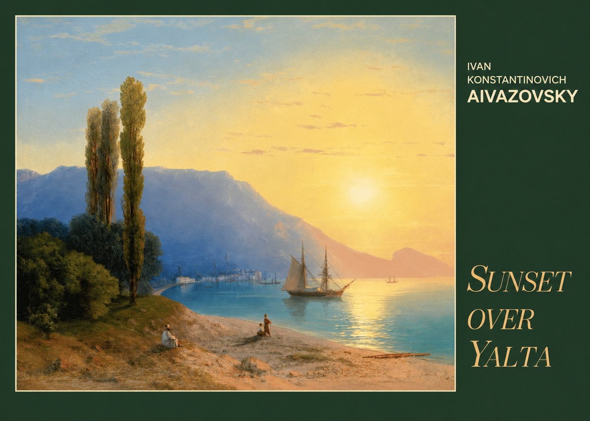 Ivan Konstantinovich Aivazovsky Sunset over Yalta No6 - Póster