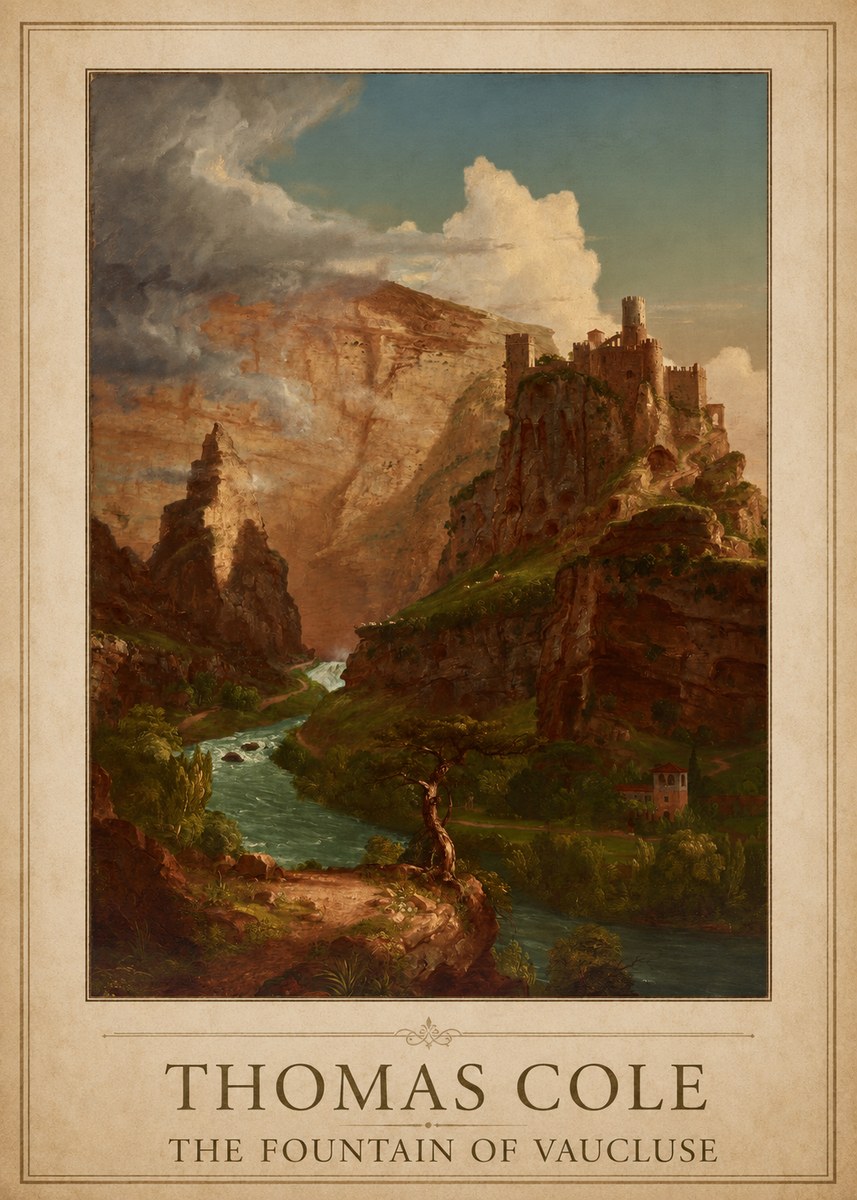 Thomas Cole The Fountain of Vaucluse II No1 - Póster