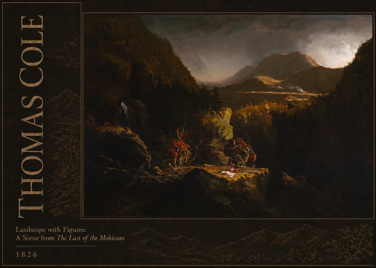 Thomas Cole Landscape with Figures: a Scene from the Last of the Mohicans No2 - Póster