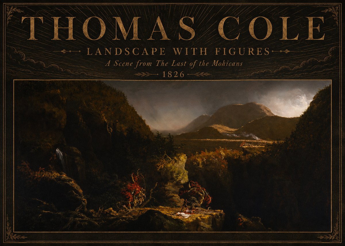 Thomas Cole Landscape with Figures: a Scene from the Last of the Mohicans No5 - Póster