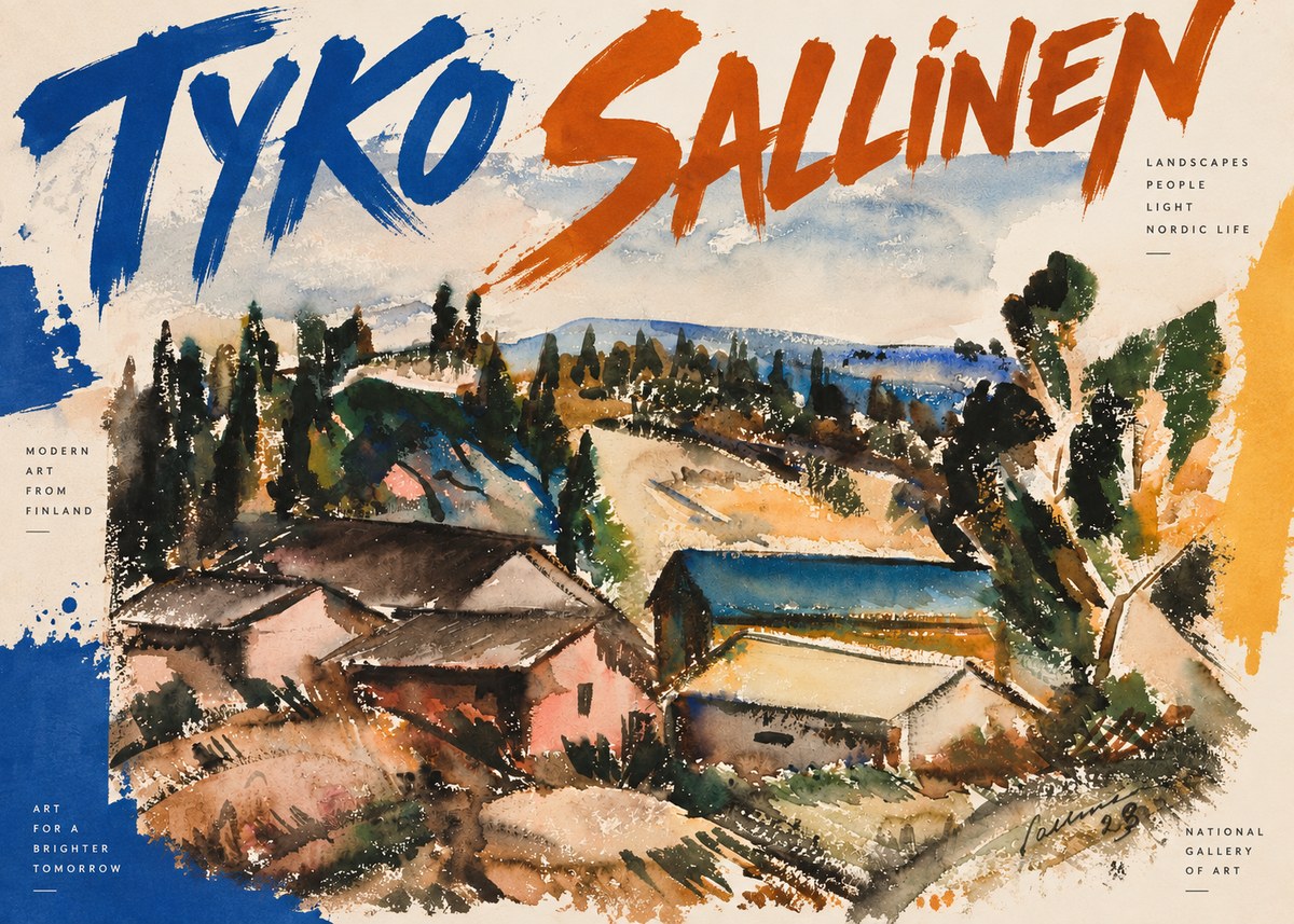 Tyko Sallinen Hillside Houses No2 - Póster