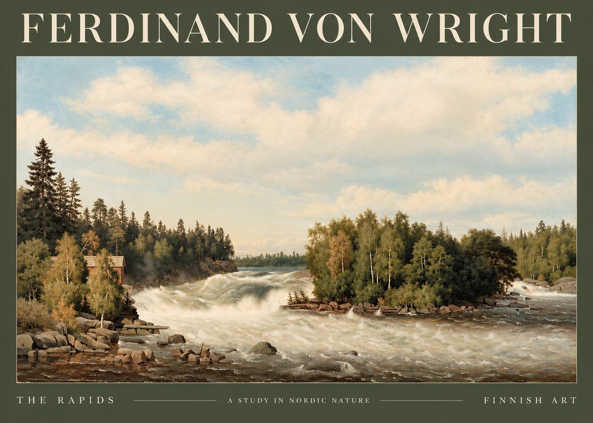 Ferdinand von Wright Rapids in a Finnish River No4 - Póster