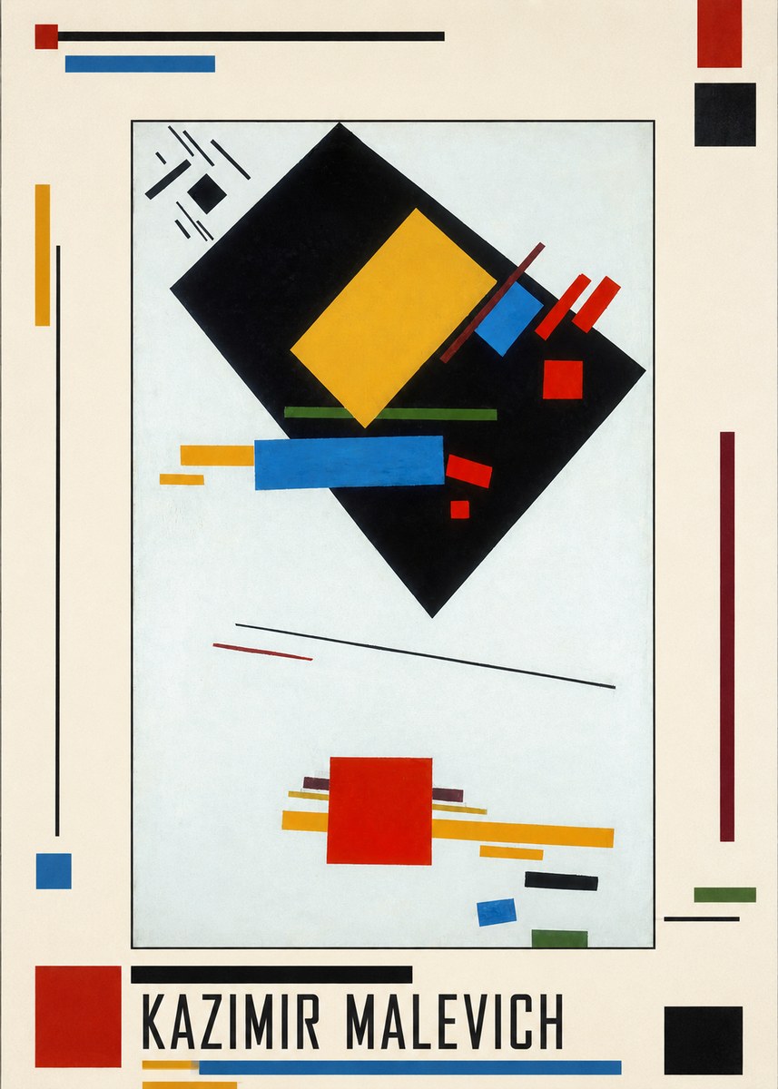 Kazimir Malevich Suprematist Composition with Yellow Rectangle No1 - Póster