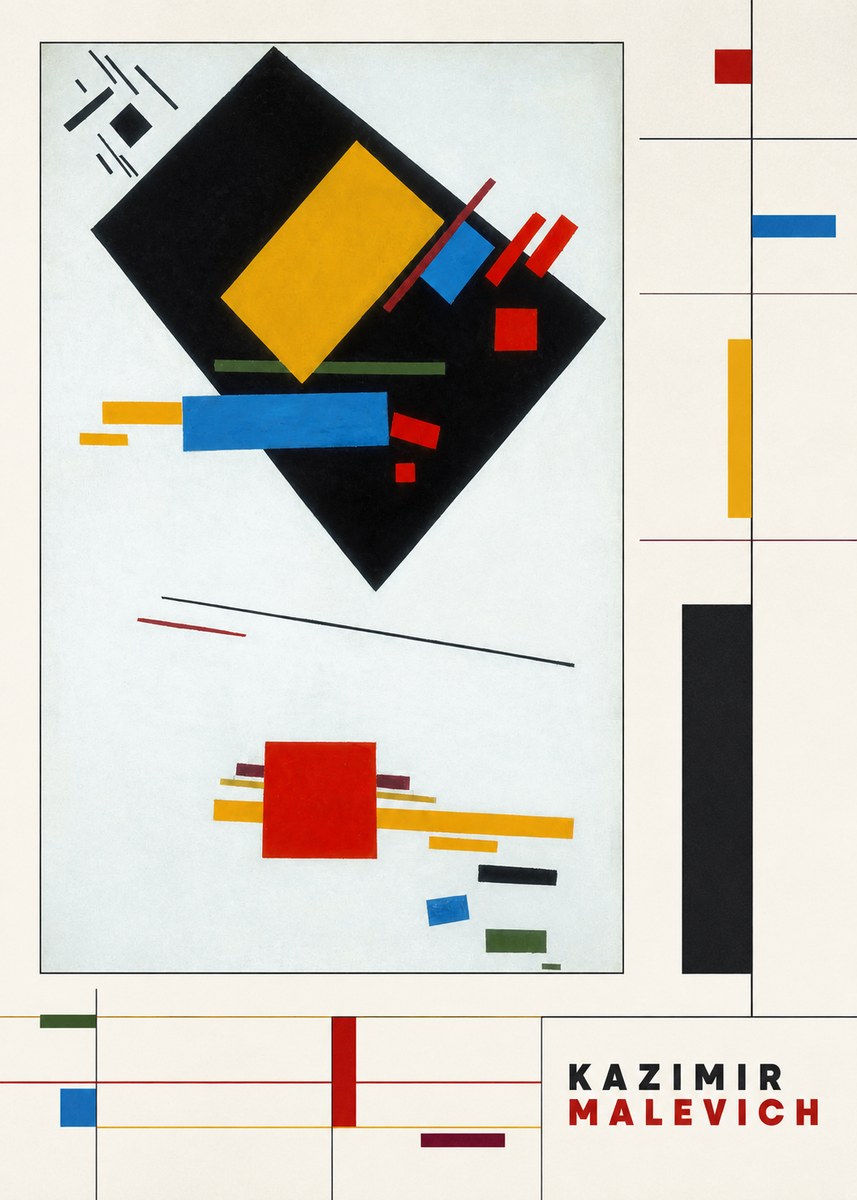 Kazimir Malevich Suprematist Composition with Yellow Rectangle No4 - Póster