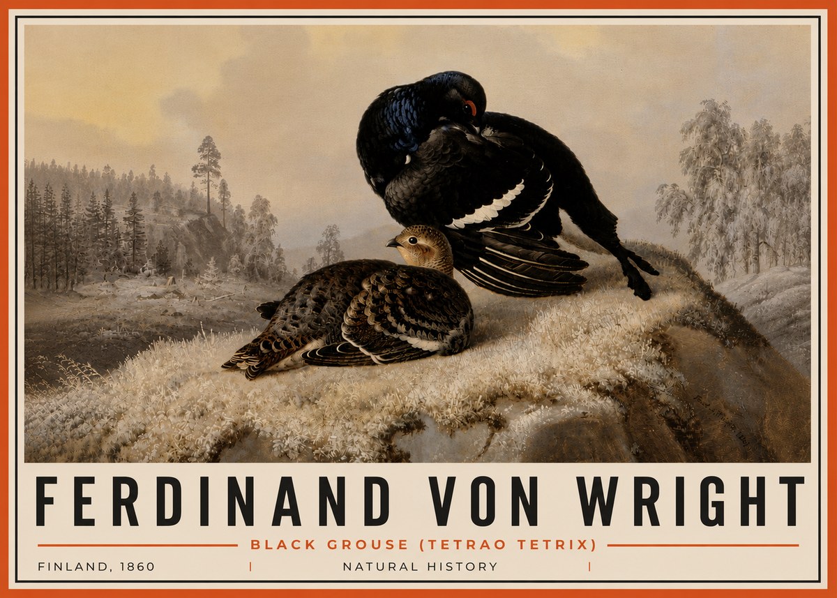 Ferdinand von Wright Black Grouse (Tetrao Tetrix) No6 - Póster