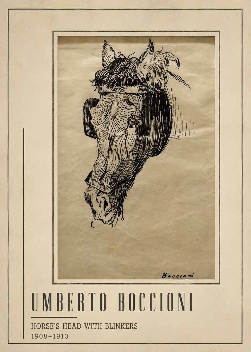 Umberto Boccioni Horse's Head with Blinkers No1 - Póster