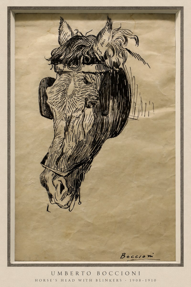 Umberto Boccioni Horse's Head with Blinkers No3 - Póster