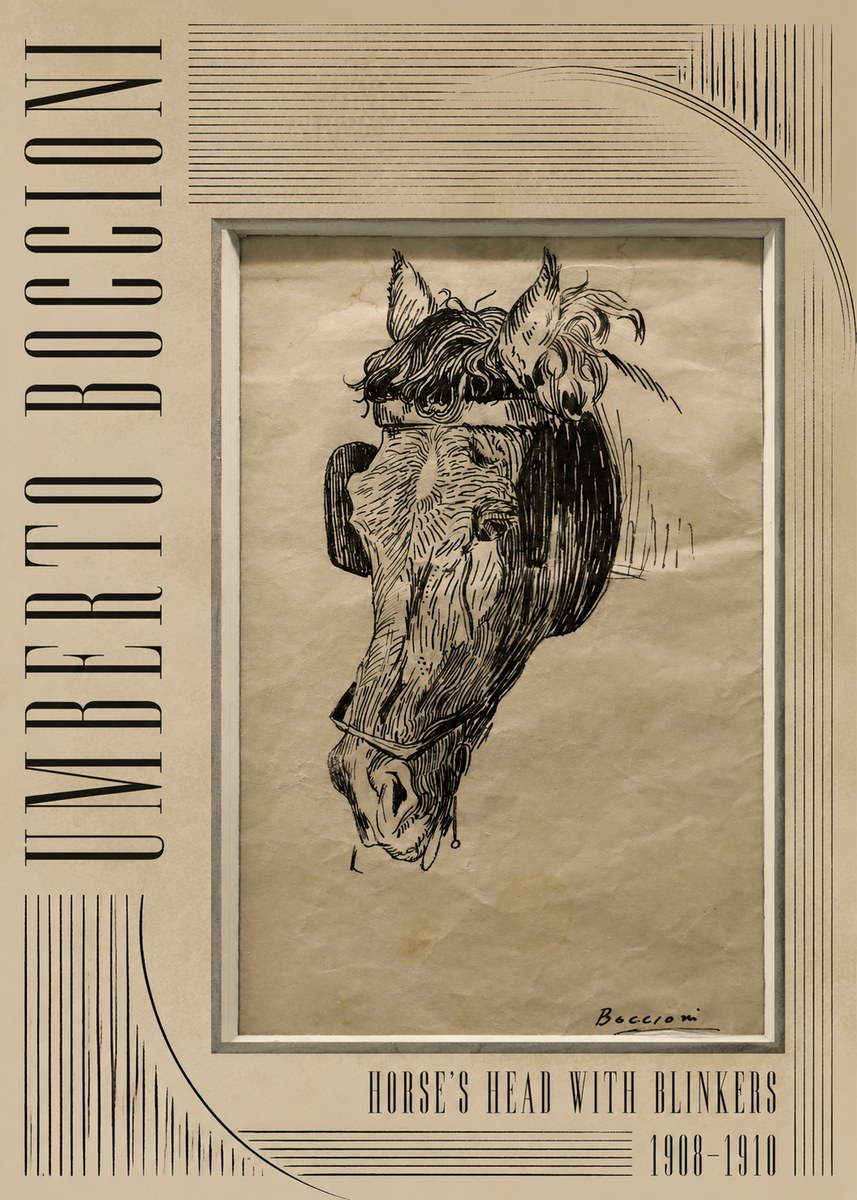 Umberto Boccioni Horse's Head with Blinkers No4 - Póster
