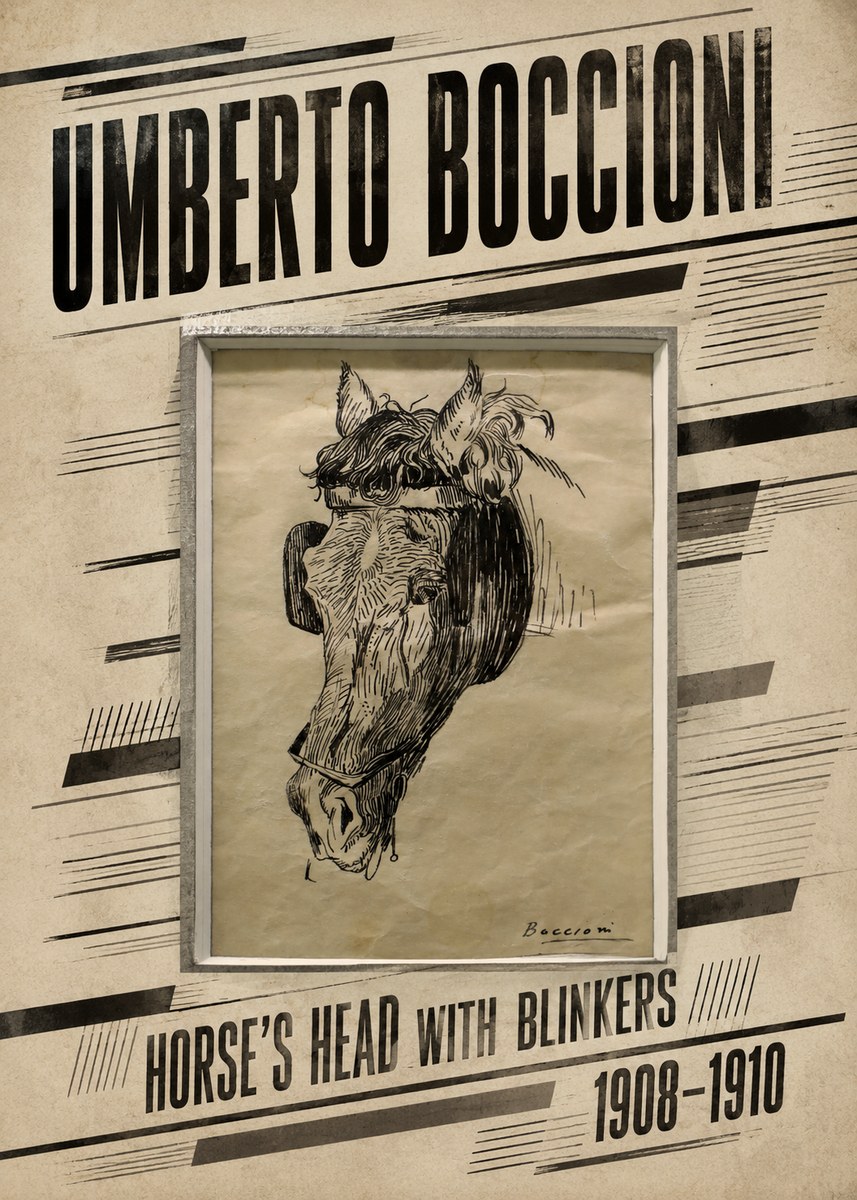 Umberto Boccioni Horse's Head with Blinkers No6 - Póster