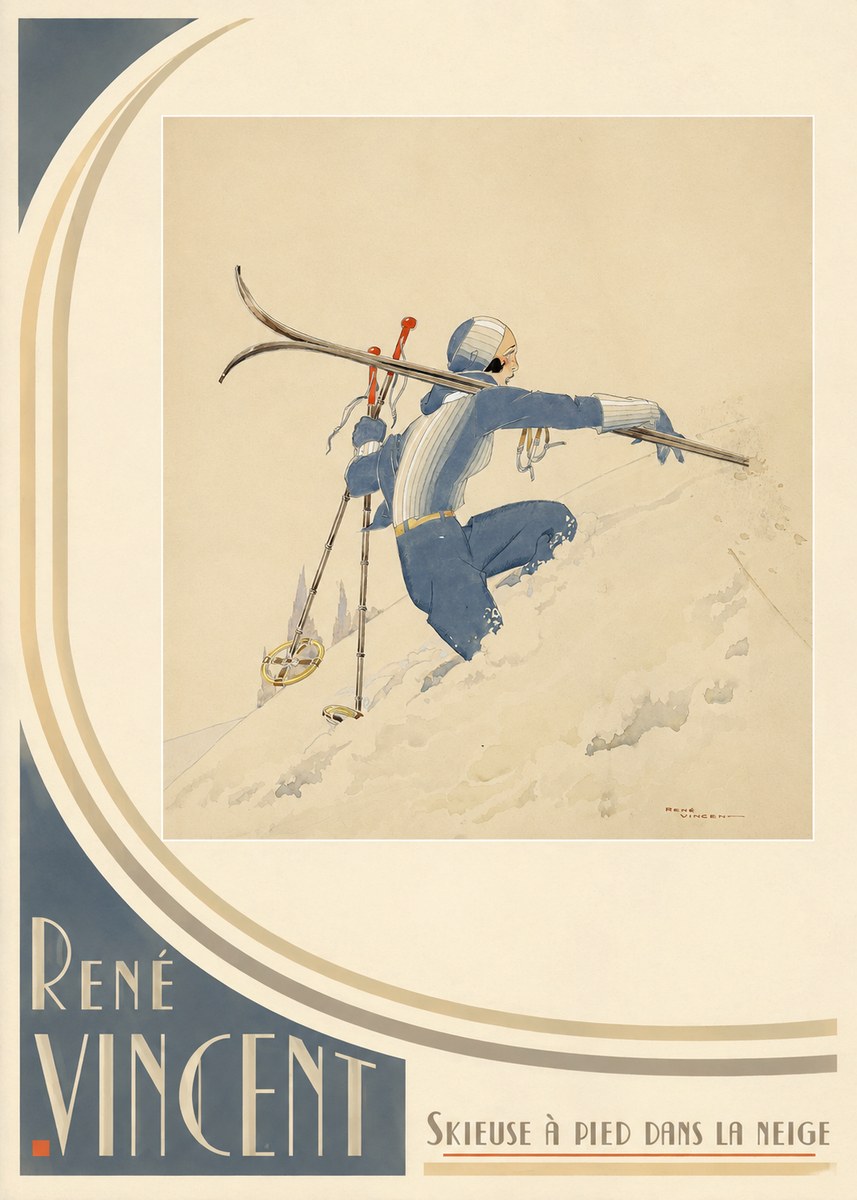 René Vincent Skieuse À Pied Dans La Neige No3 - Póster