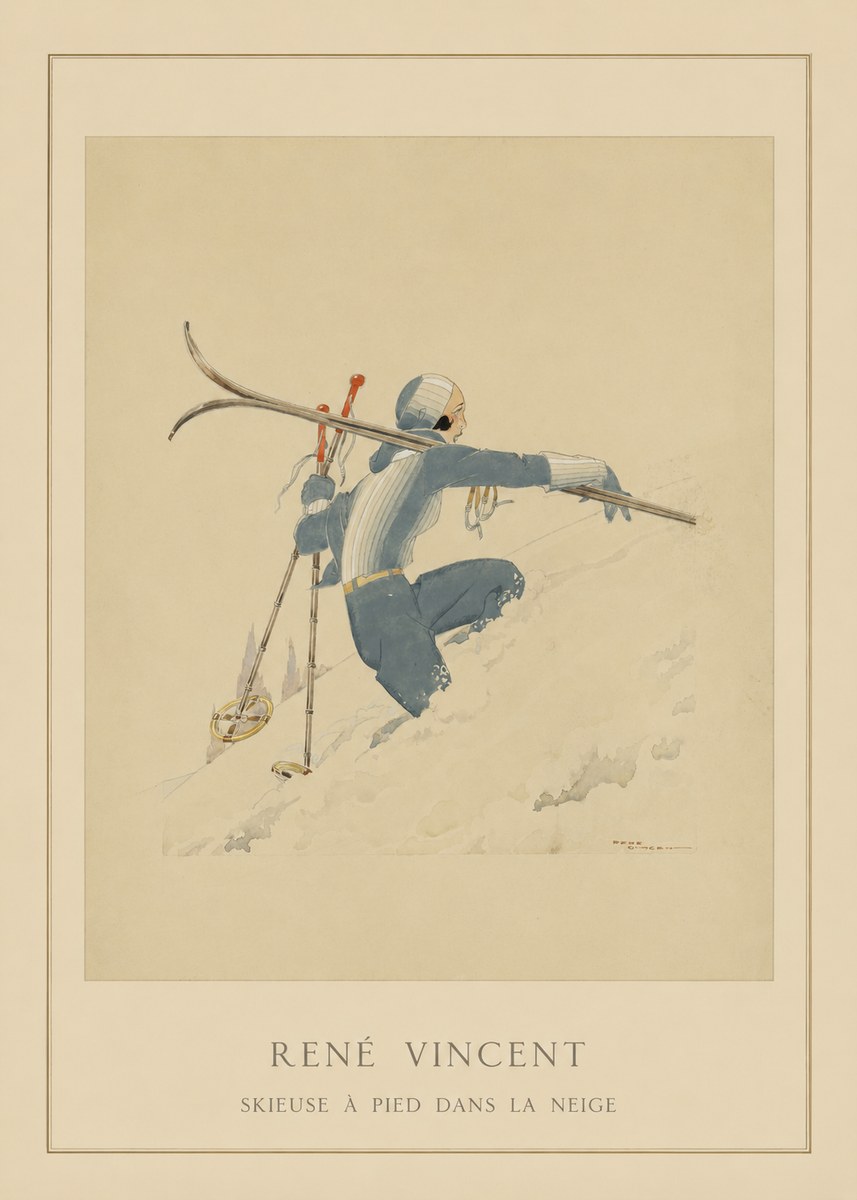 René Vincent Skieuse À Pied Dans La Neige No4 - Póster