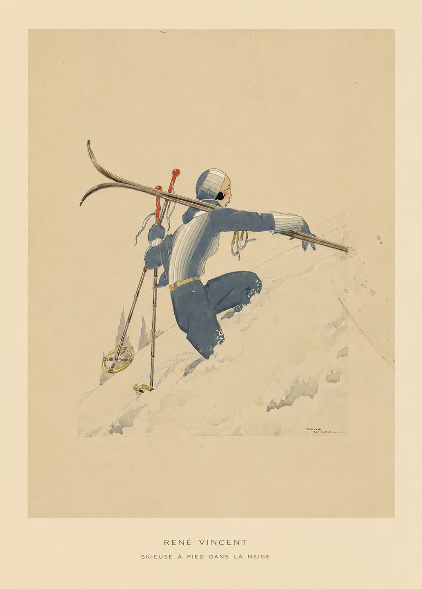 René Vincent Skieuse À Pied Dans La Neige No5 - Póster