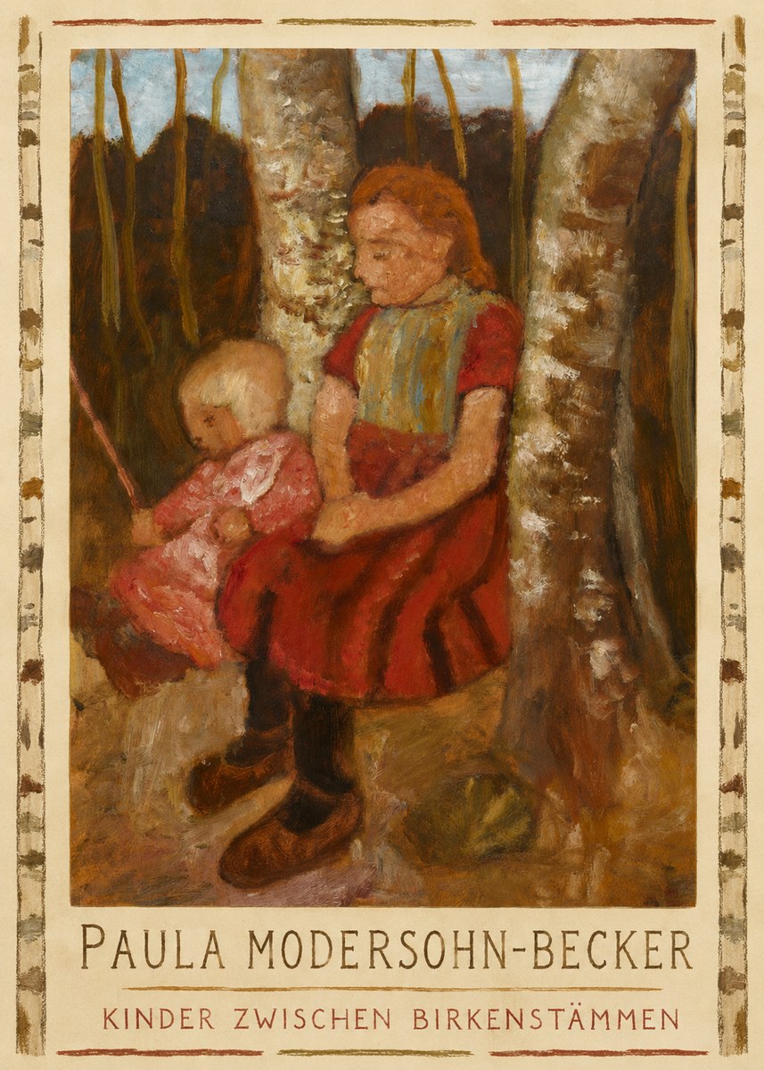 Paula Modersohn-Becker Kinder Zwischen Birkenstämmen No1 - Póster