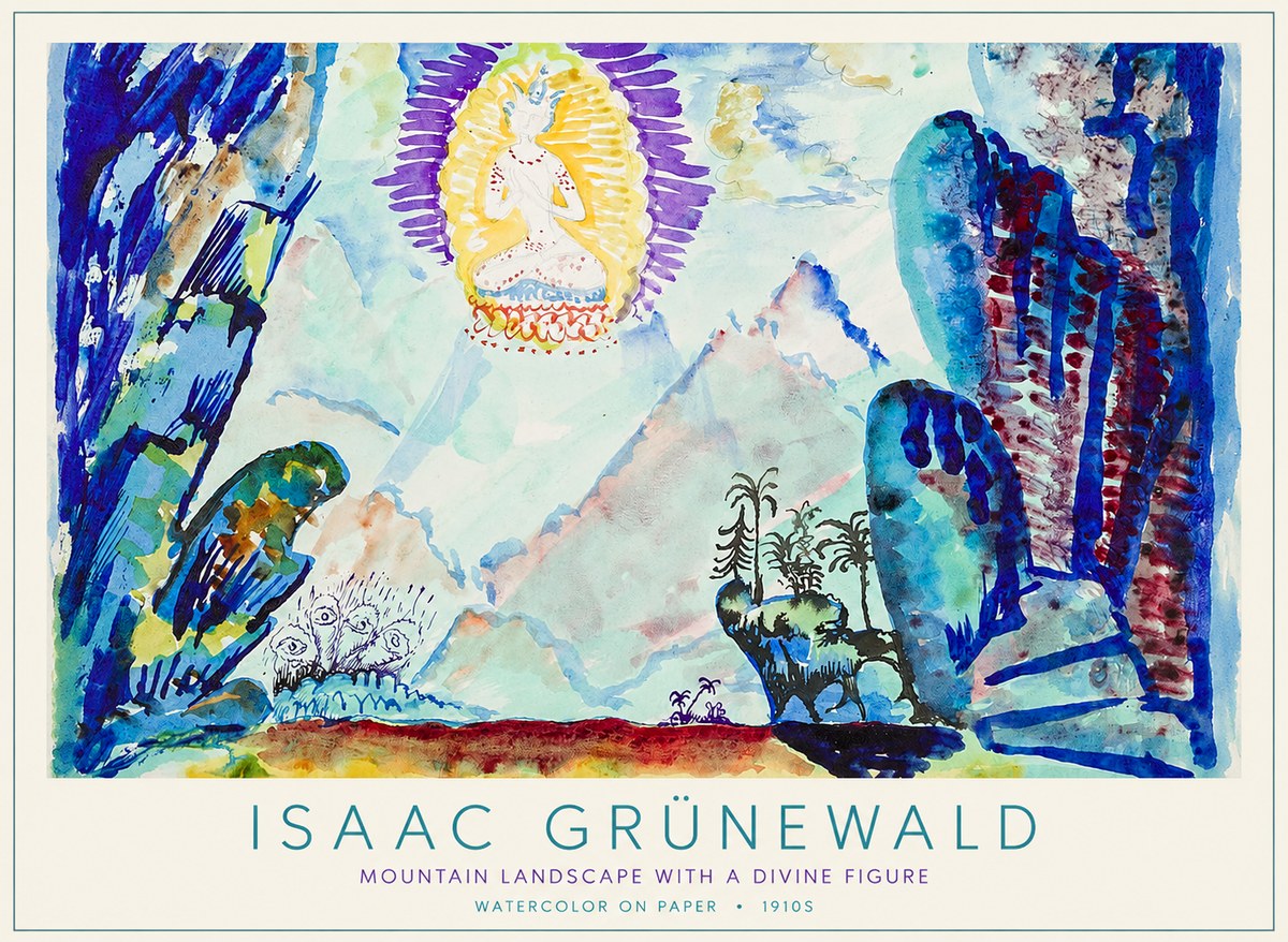 Isaac Grünewald Mountain Landscape with a Divine Figure No1 - Póster