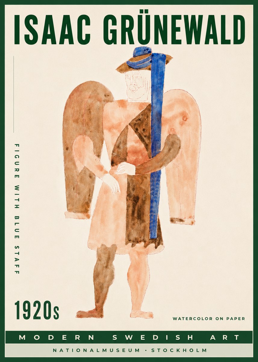 Isaac Grünewald Figure with Blue Staff No3 - Póster