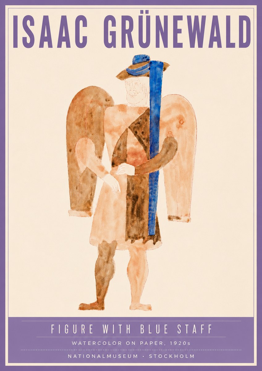 Isaac Grünewald Figure with Blue Staff No4 - Póster