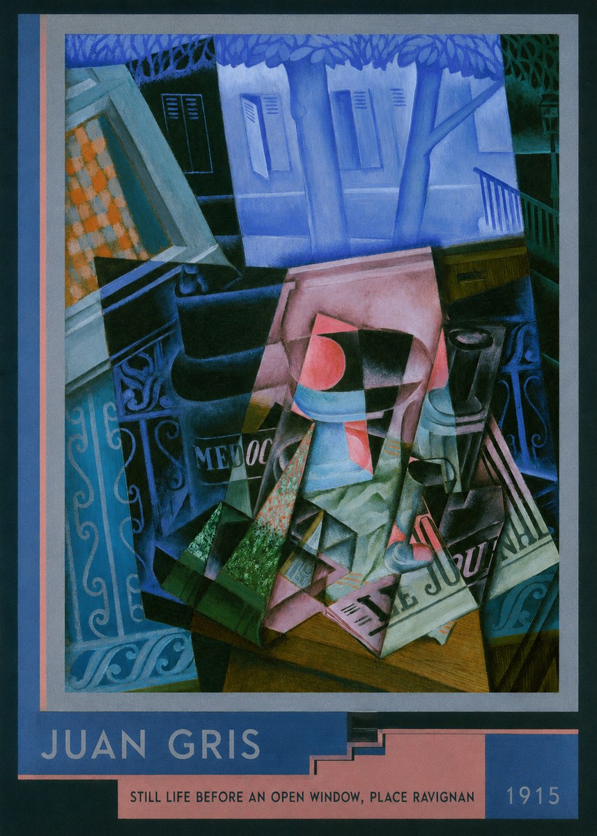 Juan Gris Still Life Before an Open Window, Place Ravignan No2 - Póster