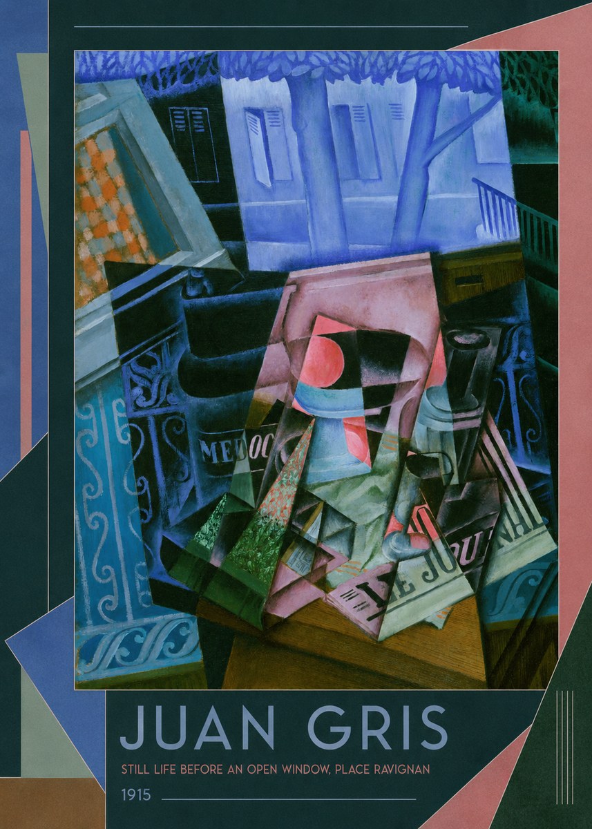 Juan Gris Still Life Before an Open Window, Place Ravignan No4 - Póster