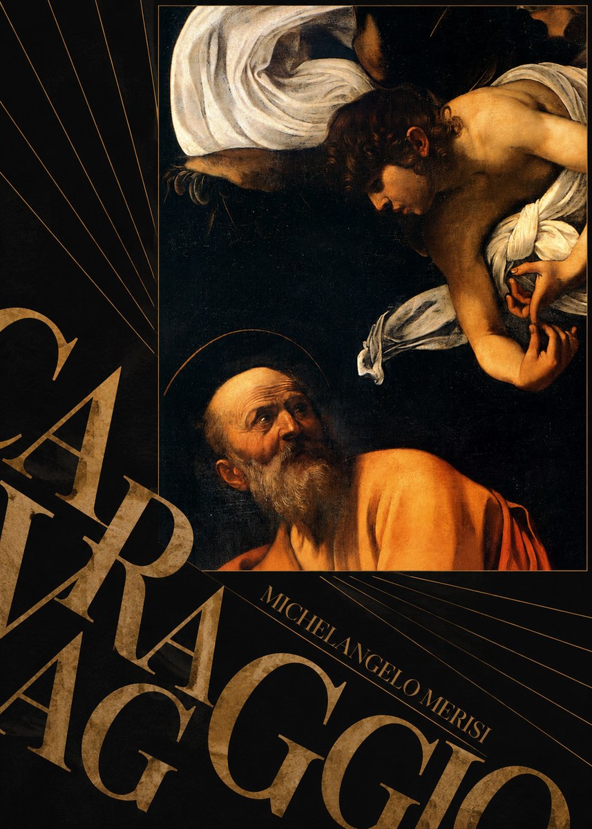 Michelangelo Merisi da Caravaggio The Inspiration of Saint Matthew I No5 - Póster
