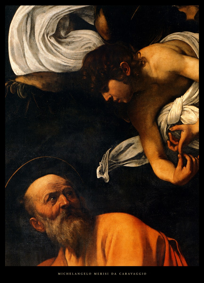 Michelangelo Merisi da Caravaggio The Inspiration of Saint Matthew I No6 - Póster