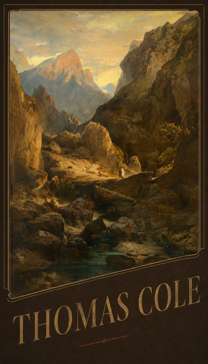 Thomas Cole The Mountain Ford No5 - Póster