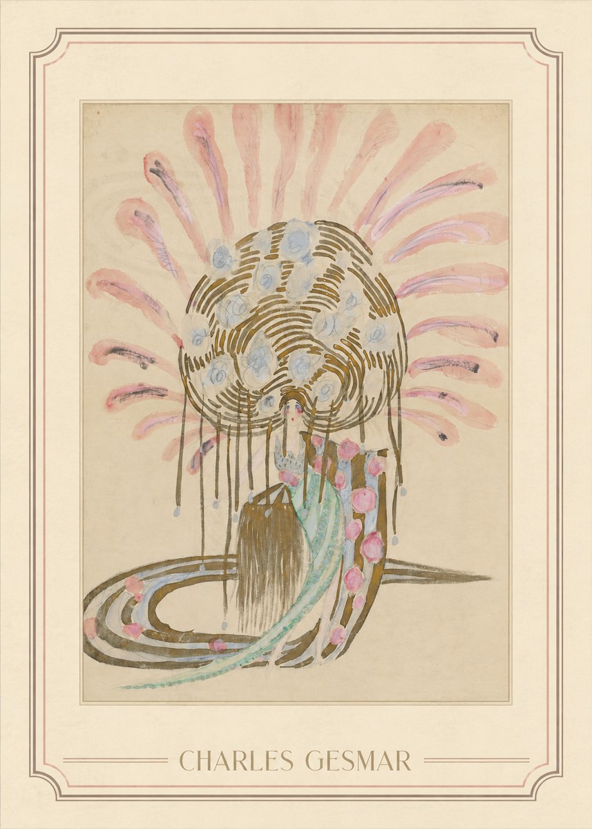 Charles Gesmar Woman with Headdress No1 - Póster