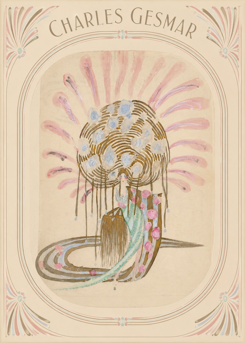 Charles Gesmar Woman with Headdress No3 - Póster