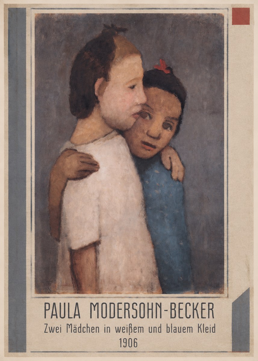 Paula Modersohn-Becker Zwei Mädchen in Weißem Und Blauem Kleid No1 - Póster