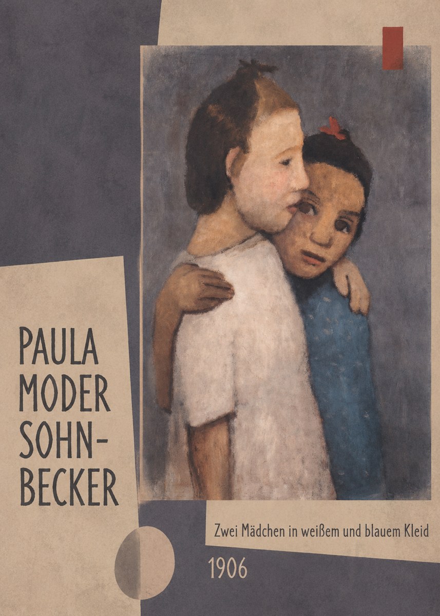Paula Modersohn-Becker Zwei Mädchen in Weißem Und Blauem Kleid No2 - Póster