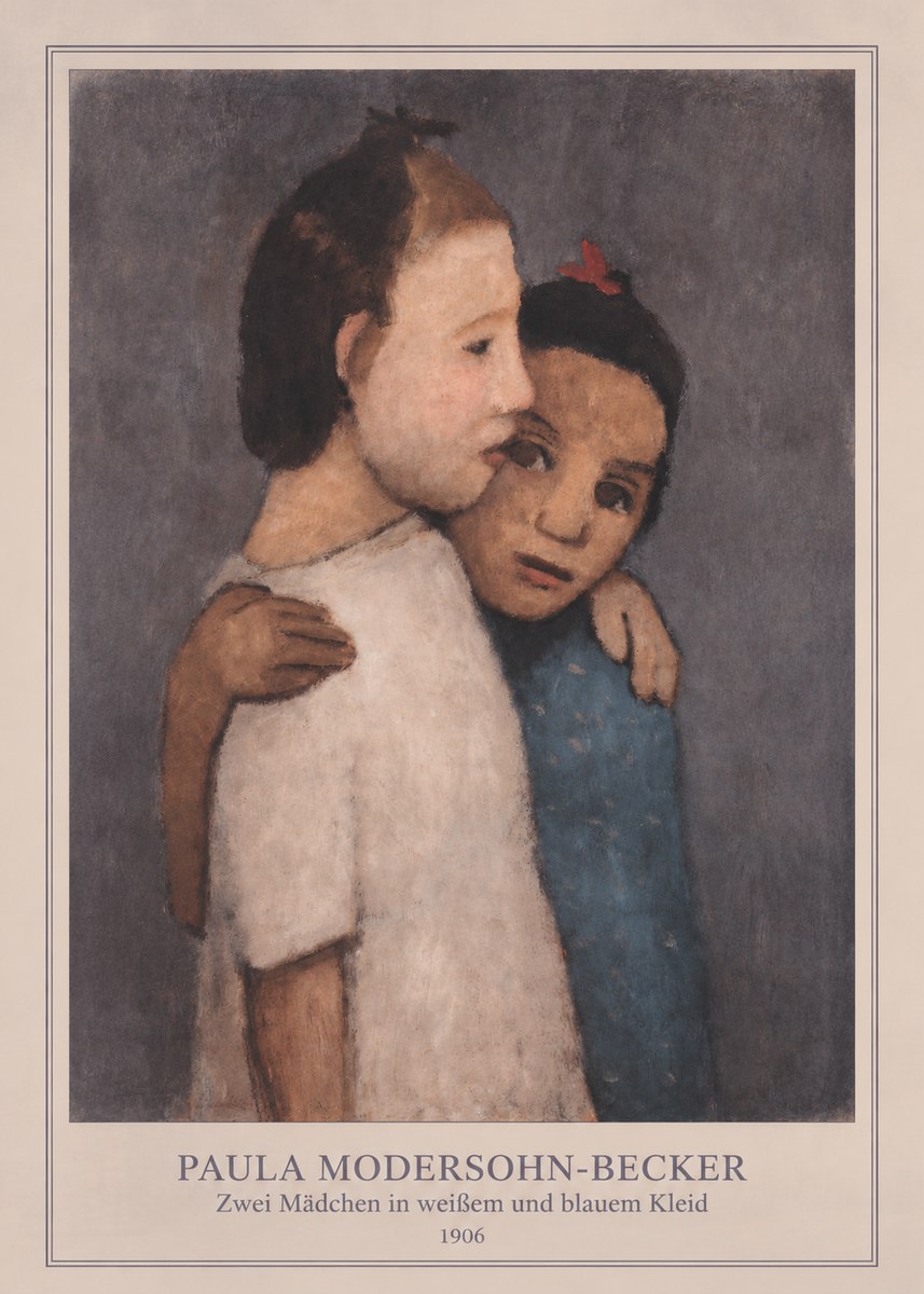 Paula Modersohn-Becker Zwei Mädchen in Weißem Und Blauem Kleid No4 - Póster