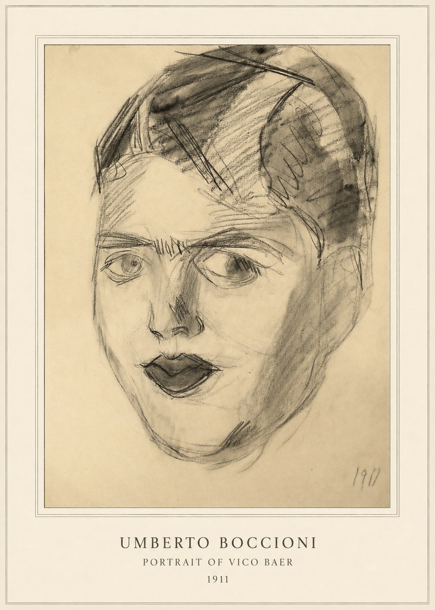 Umberto Boccioni Portrait of Vico Baer No4 - Póster