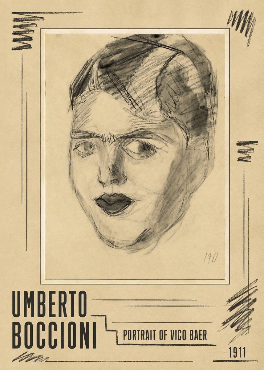 Umberto Boccioni Portrait of Vico Baer No5 - Póster