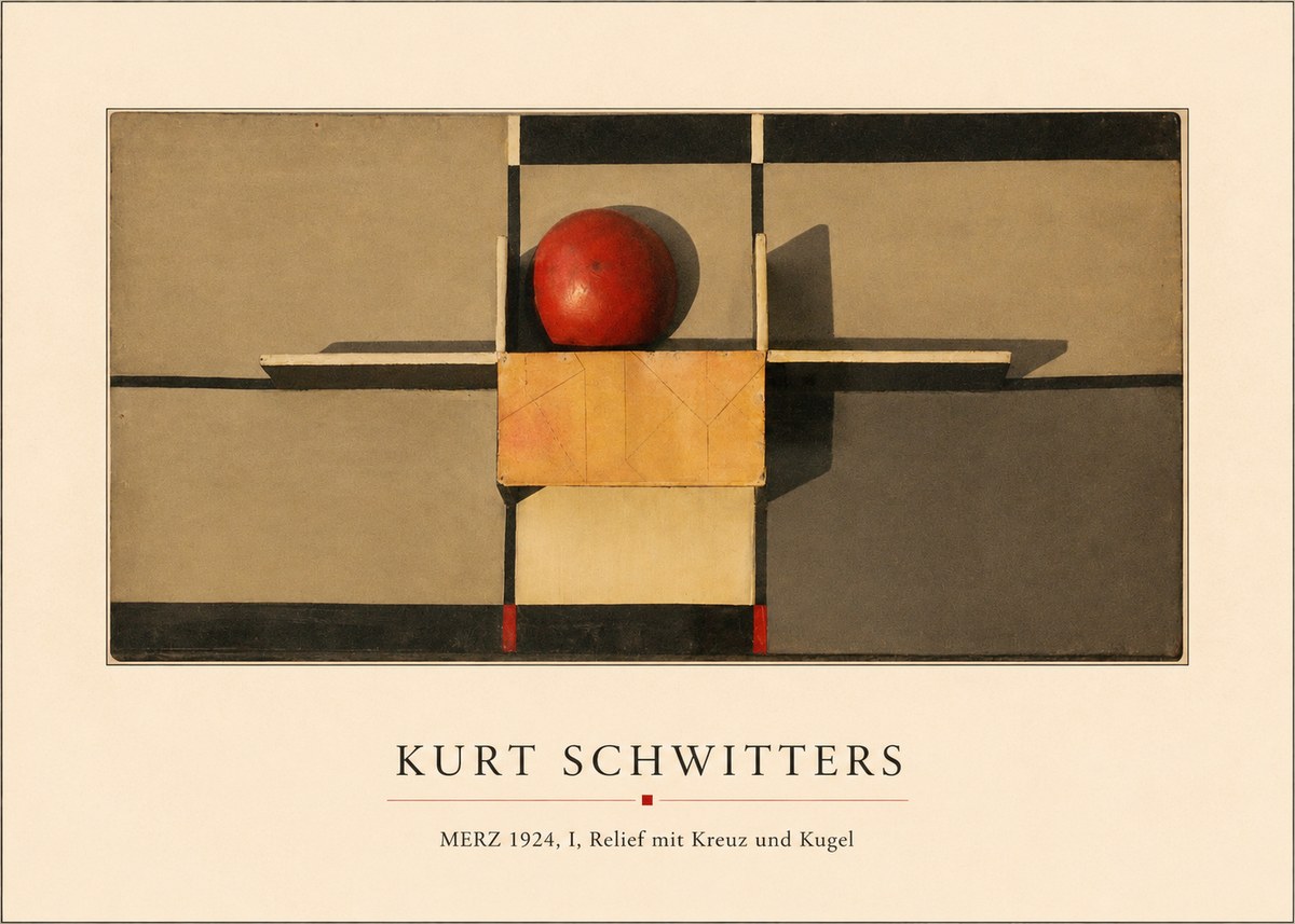 Kurt Schwitters Merz 1924, I, Relief Mit Kreuz Und Kugel No4 - Póster