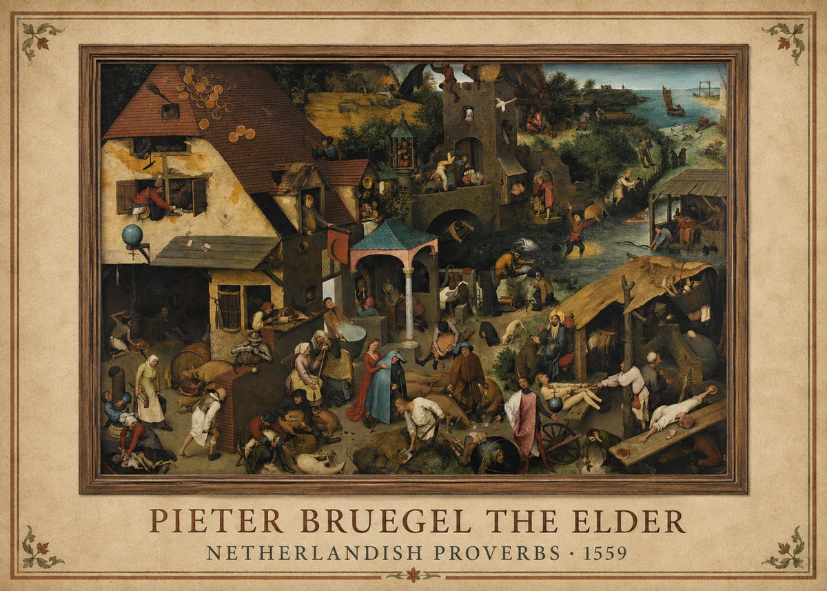 Pieter Bruegel Netherlandish Proverbs XI No1 - Póster