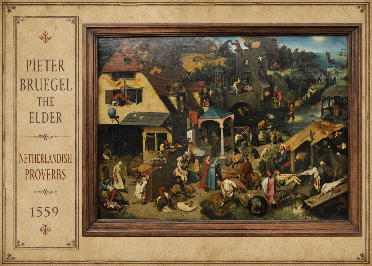 Pieter Bruegel Netherlandish Proverbs XI No2 - Póster