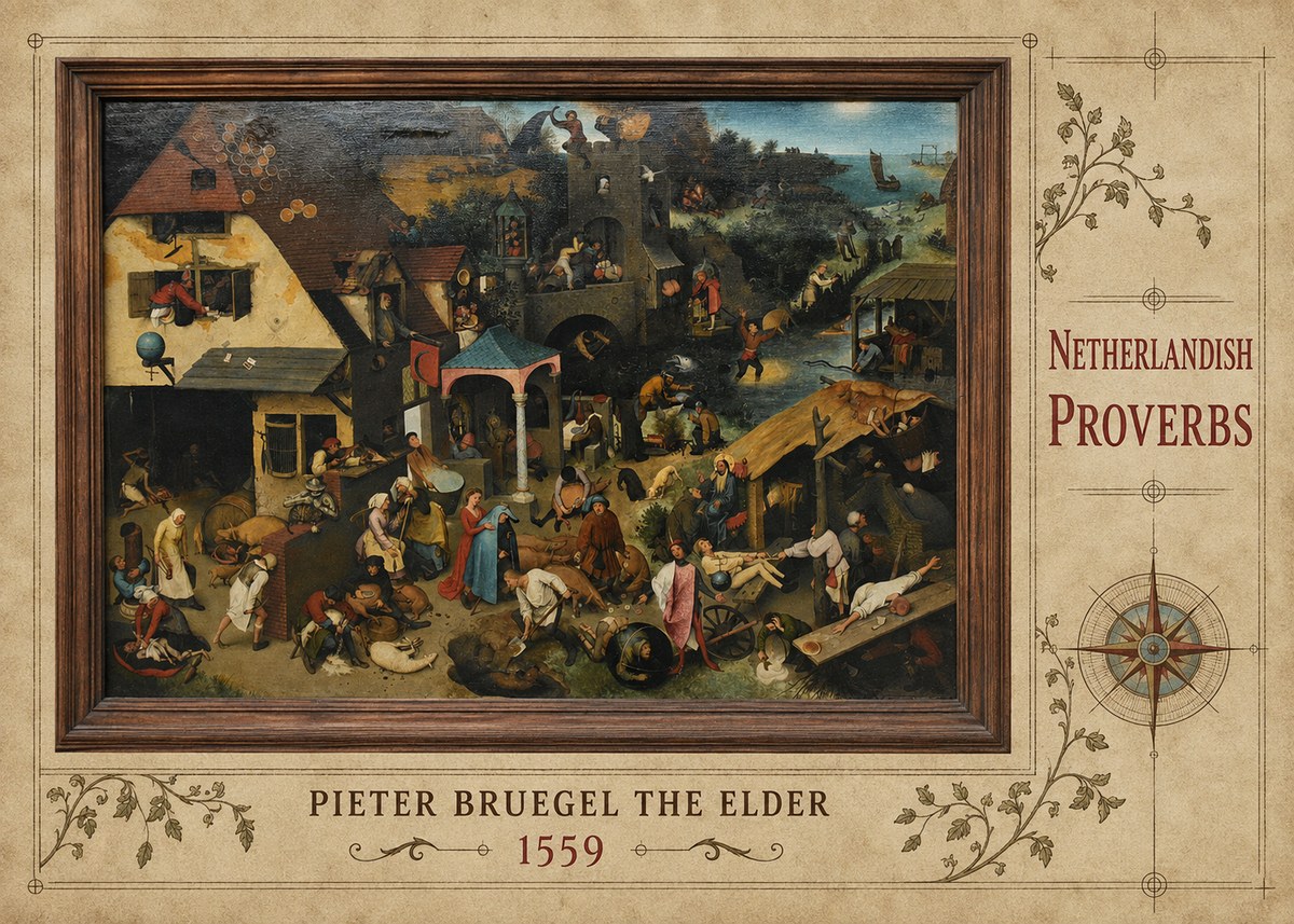 Pieter Bruegel Netherlandish Proverbs XI No3 - Póster
