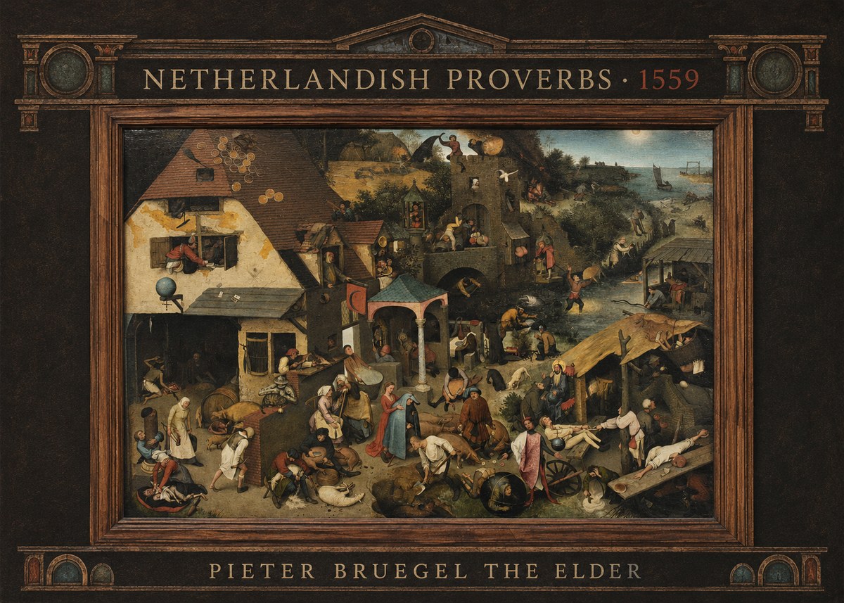 Pieter Bruegel Netherlandish Proverbs XI No4 - Póster