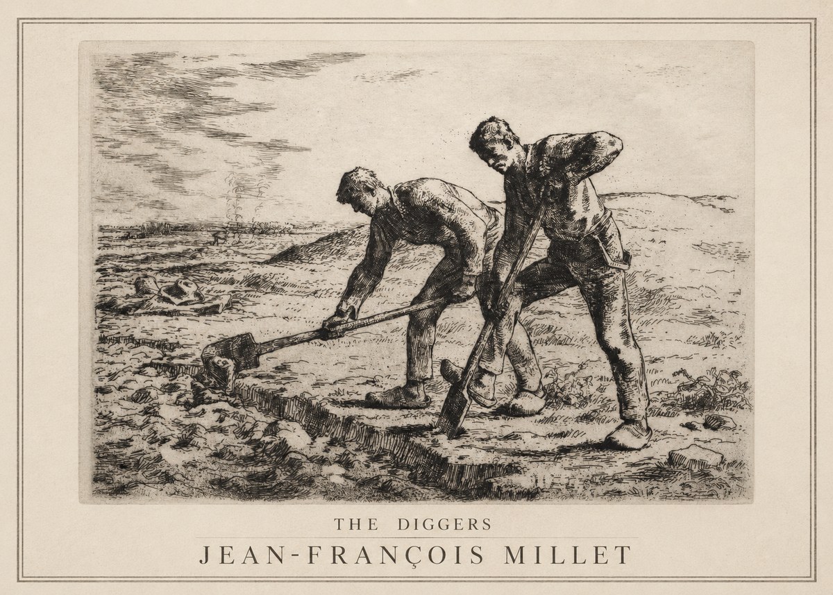 Jean-François Millet The Diggers No1 - Póster