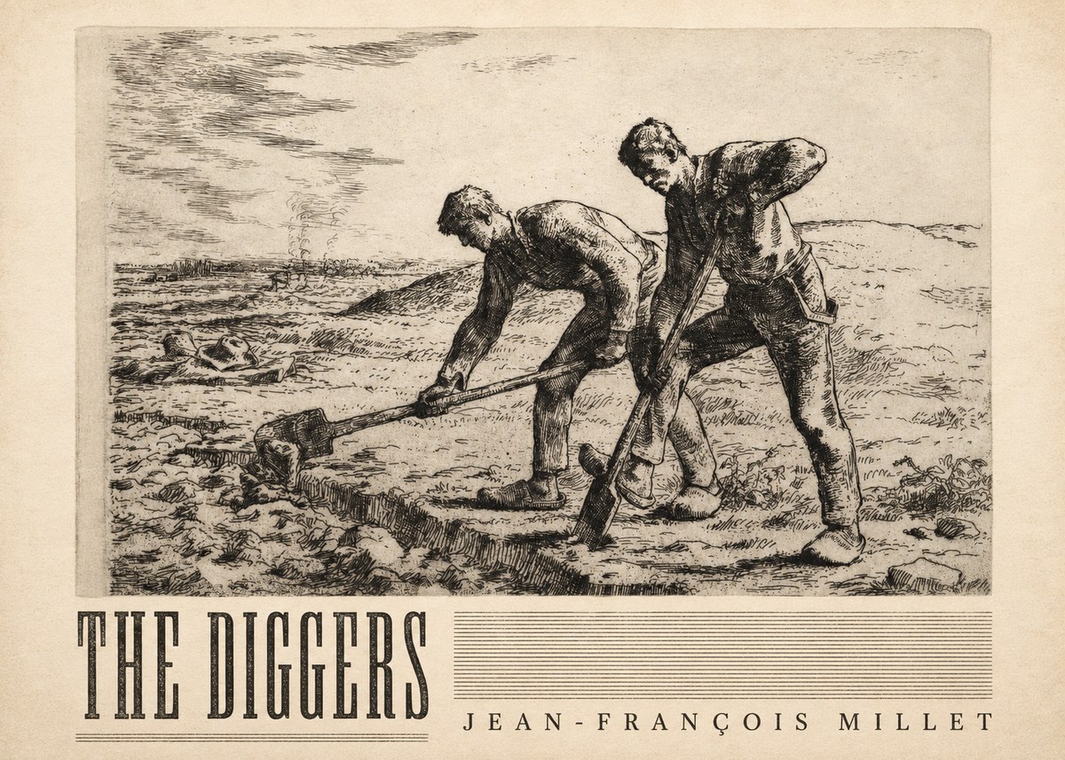 Jean-François Millet The Diggers No3 - Póster